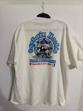 White Graphic Short Sleeve Tee - Captain Hooks Marina & Dive Center Fla Keys